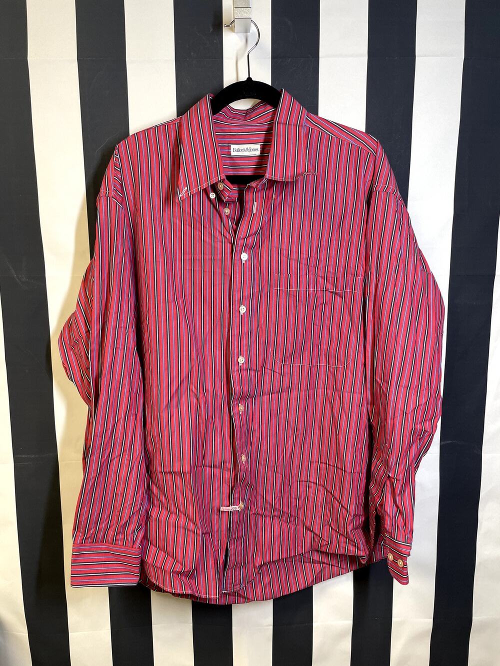 BULLOCK & JONES Stripe Cotton Long Sleeve Button Down Dress Shirt Men's XXL